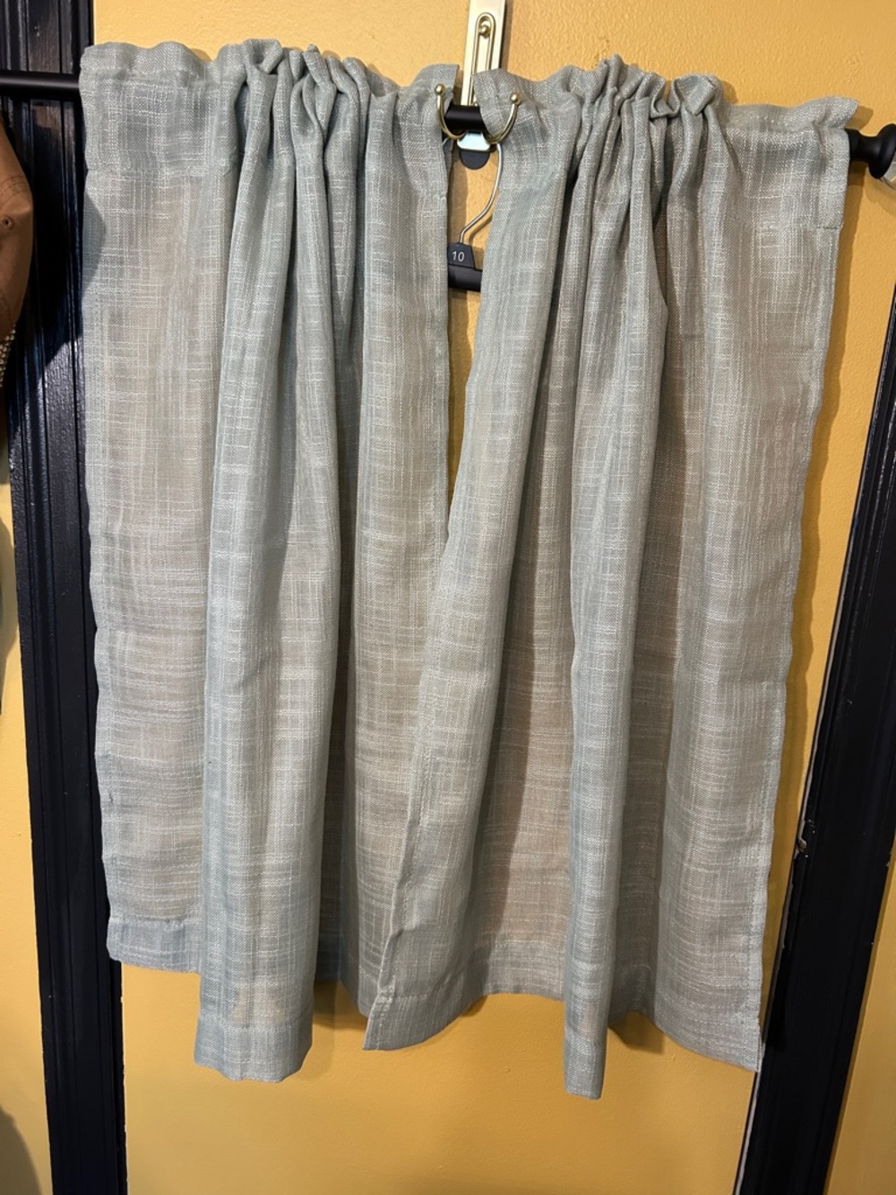 Light sage green Textured Linen-Style Curtain Panel - Brand: